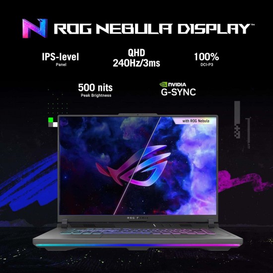 ASUS ROG Strix G16 (2023) Gaming Laptop, 16” Nebula Display 16:10 QHD 240Hz, GeForce RTX 4060, Intel Core i9-13980HX, 16GB DDR5, 1TB PCIe SSD, Wi-Fi 6E, Windows 11, G614JU-ES94