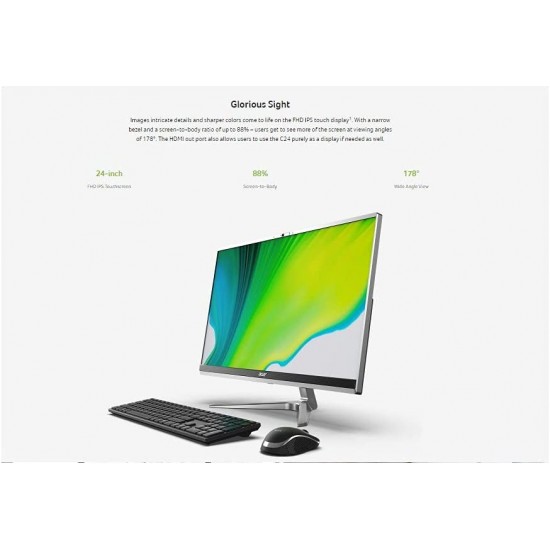 Acer Aspire C24 1650 i5 1135G7, 8GB RAM, 1TB HDD+ 256GB SSD, 23.8inches FHD, Quad Core, Windows 10 Home, Wireless Eng AR Keyboard and Mouse, All In One Computer, Multicolour Acer Aspire C24 1650 i5 1135G7, 8GB RAM, 1TB HDD+ 256GB SSD, 23.8inches FHD, Quad Core, Windows 10 Home, Wireless Eng AR Keyboard and Mouse, All In One Computer, Multicolour