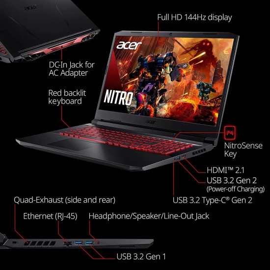 Acer Nitro 5 AN517-54-79L1 Gaming Laptop | Intel Core i7-11800H | NVIDIA GeForce RTX 3050Ti GPU | 17.3" FHD 144Hz IPS Display | 16GB DDR4 | 1TB NVMe SSD | Killer Wi-Fi 6 | Backlit KB | Win 11 Acer Nitro 5 AN517-54-79L1 Gaming Laptop | Intel Core i7-11800H | NVIDIA GeForce RTX 3050Ti GPU | 17.3" FHD 144Hz IPS Display | 16GB DDR4 | 1TB NVMe SSD | Killer Wi-Fi 6 | Backlit KB | Win 11