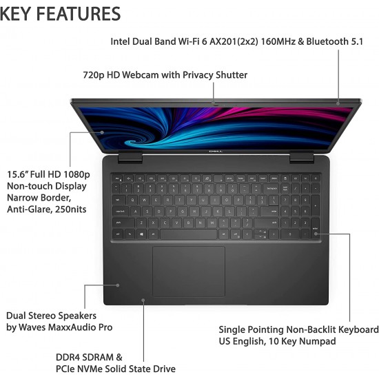 2022 Newest Dell Business Laptop Latitude 3540, 15.6" FHD IPS Backlit Display, Core i7-1355U, 16GB RAM, 512GB SSD, Webcam, WiFi 6, USB-C, HDMI, Win 10 Pro